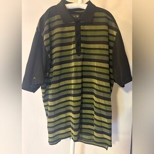 AUREUS Striped Black and Olive Men's Golf Polo Shirt